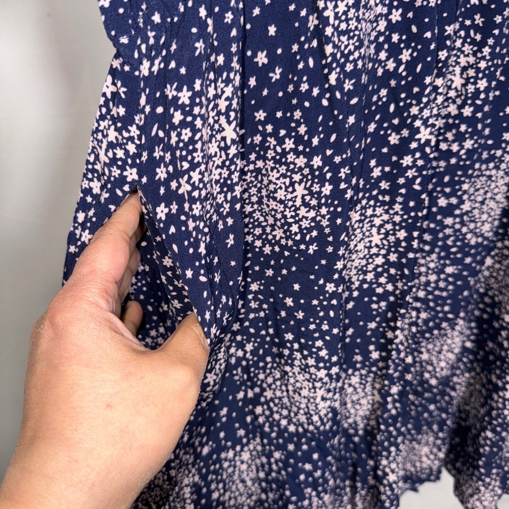 Boden Navy Pink Floral Print V-Neck Mini Dress Short Sleeve Pockets W0206 US 10 - Picture 5 of 13
